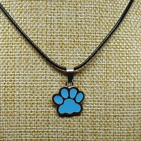 Set ketting en oorbellen met dierenpootje blauw