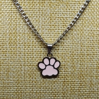 SET KETTING EN OORBELLEN MET DIERENPOOTJE ROZE