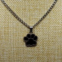 Set ketting en oorbellen met dierenpootje zwart