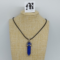 Ketting met hanger met dubbeleindersteen donker blauw